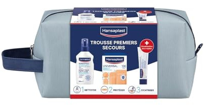 HANSAPLAST Trousse de Premiers Secours – 100 Pansements Lavables + Spray Antiseptique 100ml + Pommade Cicatrisante – Kit Complet pour Soins des Plaies – Idéal Maison & Voyage