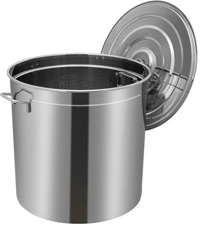Olla para verduras y sopa de alta calidad, universal, de acero inoxidable, 50 l, para cesta funcional, color plateado