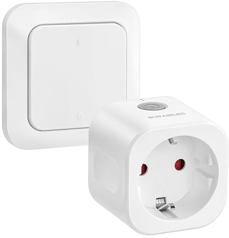 SURAIELEC Funksteckdose mit Fernbedienung, 16A 3680W Funksteckdosen Set für Innenbereich, Kabelloser Funk-Wandschalter zum bequemen Ein/Aus-Schalten von Lampen und Geräten, CE & RoHS Zertifiziert