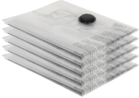 Harbour Housewares Vacuum Storage Bags - Large (60 x 80cm) | 5x Heavy Duty Reusable Plastic Clothes Duvet Bedding Travel Moving Packing Suction Space Saver Organiser Zip Lock Luggage Bag
