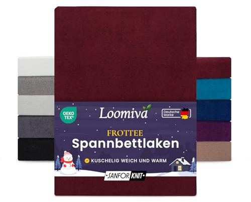 Premium Textiles Frottee Spannbettlaken, 80% Baumwolle - 20% Polyester, 10 Farben, für Matratzen 25-35 cm (Bordeaux, 140-160 x 200 cm | Steghöhe bis zu 25 cm)