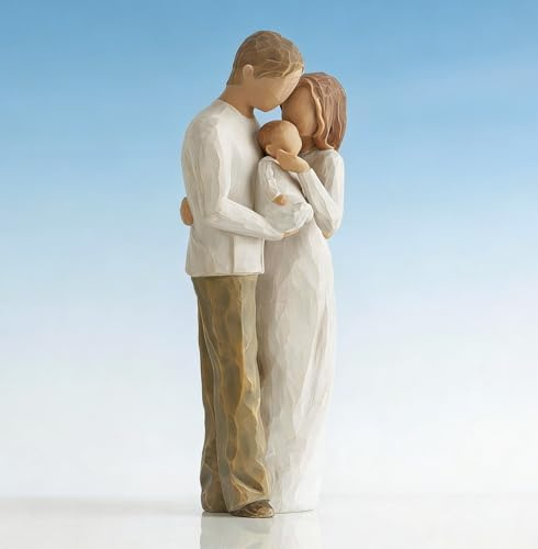 Escultura familiar, figuras ornamentales, una familia de 3 padres e hijos de resina, figuras coleccionables, mini estatua de mesa, regalos para decoración del hogar para cumpleaños
