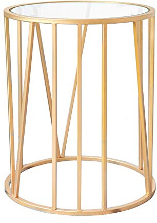 Nordic Moderner Telefontisch, klein, rund, gehärtetes Glas, Beistelltisch für Wohnzimmer und Schlafzimmer, stilvoller Eck-Nachttisch, 40 x 70 cm, elegantes Gold-Finish