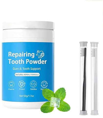 Reumi dente di riparazione in polvere, denti a base di erbe naturali che riparano la polvere di dente, con perle e minerali,Rafforza i purifica stabilizza i denti, protegge le radici delle gengive (1)