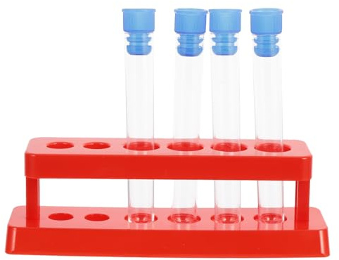 ROMISBABA Kunststoffprüfrohrhalter Laborrohr-Rack Mit 25 Reagenzgläsern Und Stopfen Für Wissenschaftliche Experimente Und Schulchemie