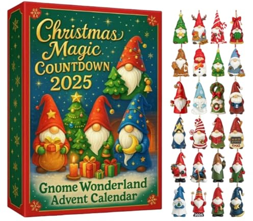 Wichtel Adventskalender 2025, Weihnachtswichtel 30 Anhänger, 2D -Acryl Wichtel Weihnachten Zwerge Figur Weihnachtswichtel Adventskalender Für Kinder Ostern Weihnachten