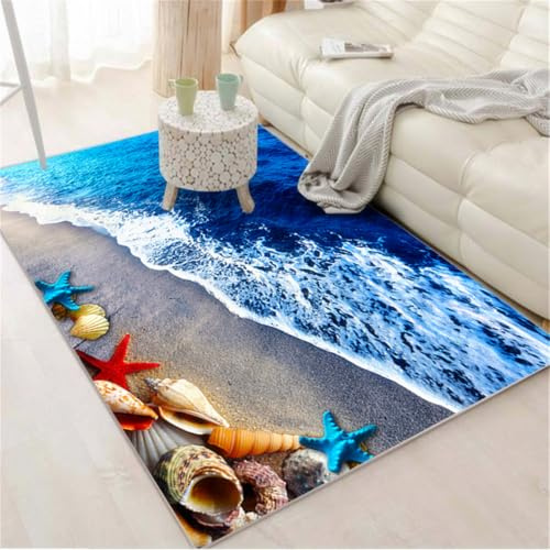 RUGMRZ Alfombra Pasillo Larga 160x230CM Alfombras Alargadas Azul Sofa Salon Decoracion Despacho De Cocina Antideslizante RectangularAcuario Dormitorio con patrón Pais