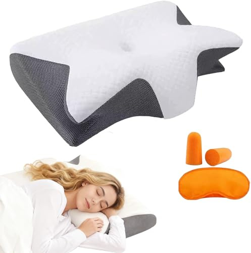 Zoefun Oreiller Apnée du Sommeil, Oreiller Anti Ronflement et Apnée Positionnelle, Coussin Ergonomique Cervical Mémoire de Forme pour Dormeurs de Côté, de Dos et sur Le Ventre (Gris)