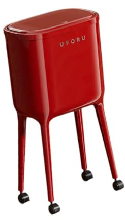 Ioensy Contenedor con Ruedas, Cubo para Papel, Gran Capacidad de 16 L para Tocador, Cocina, Oficina Y Hogar, Rojo, Individual
