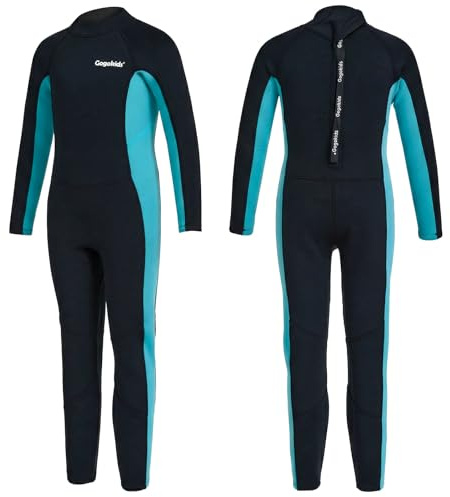 Gogokids Kids Wetsuit Long Sleeve 2.5mm - Boys Girls Neoprene Swimming Wetsuit with UV Protection 50+ & Back Zipper, Warm Full Wetsuit for Children, for Swimming Surfing Beach