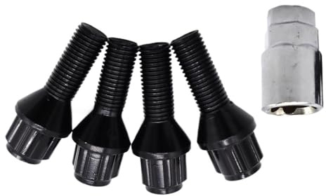 Bulloni per Cerchi in Lega per Serie 6 per E24 E63 E64 Bulloni di bloccaggio per Cerchi in Lega per Auto Dadi per Cerchi Nero M12x1.5