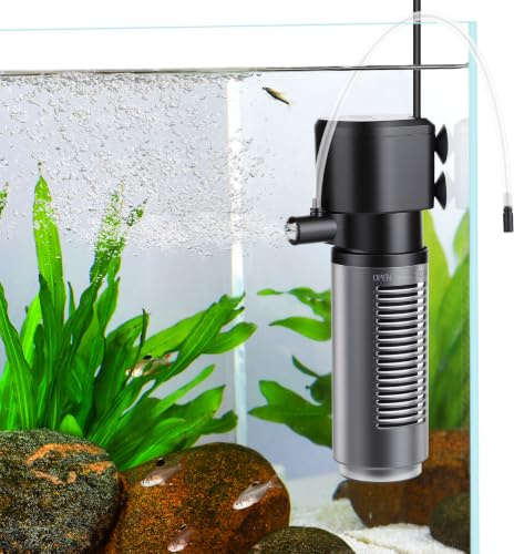 AQQA Aquarium Filter, 360L/H Einstellbarer Aquarium Filterpumpe, 4.5W Leiser Aquariumfilter für kleine Tank bis zu 90L