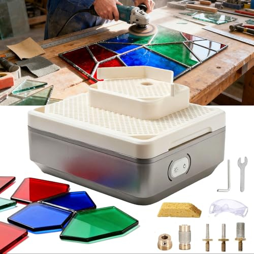 Glass Grinder Machine with Auto Water Feed and 4 Bits for Drilling and Edge Refinement in Glass Crafting