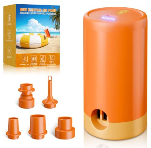 Electric Pump for Inflatables, CLOPAE Electric Mini Air Pump for Inflatables, Air Bed Pump with 5 Nozzles for Paddling Pool, Airbed, Mattress, Swimming Pool, Air Mattress Boats