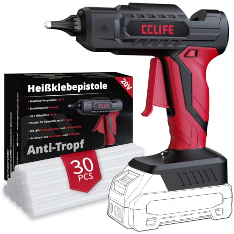 CCLIFE Limpistol 150 s uppvärmning trådlös 30 limpinnar