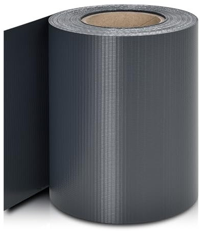 Juskys PVC Sichtschutzstreifen Doppelstabmatten Zaun - 35m x 19 cm - 30 Befestigungsclips - anthrazit - Zaunfolie Sichtschutz Windschutz Garten Gartenzaun