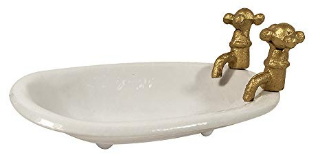 Seifenschale Alte Badewanne mit Wasserhahn Nostalgie Seifenhalter Gusseisen Weiß