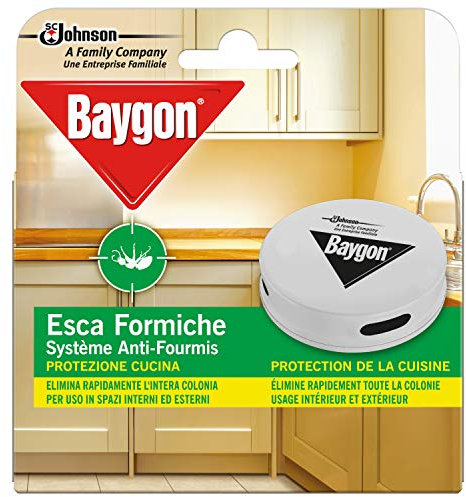 Baygon Esca Insetticida Formiche Pronta all'Uso, Protezione Cucina 30 g - Confezione da 1 Esca per Uso in Spazi Interni ed Esterni
