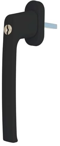 Premium Aluminium Fenstergriff für Terrassen-, Kipp- und Schiebetüren - abschließbar, Farbe:Schwarz RAL 9005 (matt), Stiftlänge:40mm