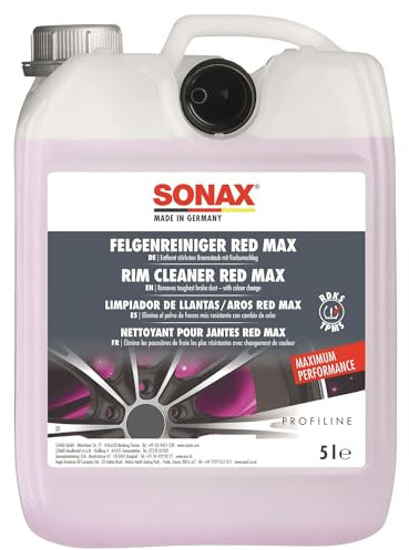 SONAX PROFILINE FelgenReiniger Red Max (5 Liter) entfernt stärksten Bremsstaub mit Farbumschlag | Art-Nr. 02315050
