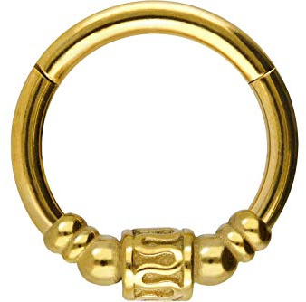 PIERCINGLINE Anello segmentato in acciaio chirurgico, design etnico, piercing per orecchio, naso, helix, setto, colore e dimensioni a scelta, 8 mm, acciaio chirurgico 316L