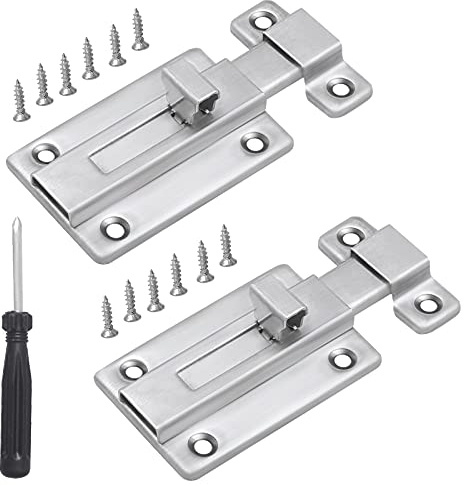 Door Bolt, 2PCS Bathroom Door Lock, yeestone Small Bolt Lock, Slide Bolt Lock, Chrome Latch Locks for Bedroom Bathroom Toilet (with Screwdriver Screws)