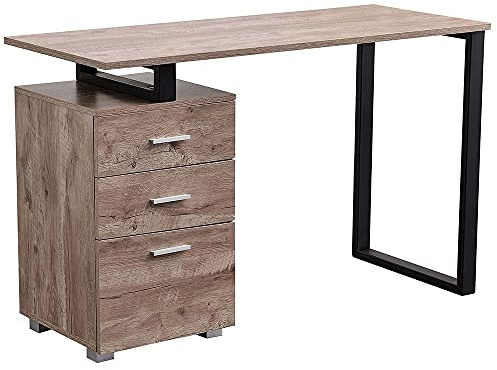 BAKAJI Scrivania con Cassettiera 3 Cassetti Tavolo da Lavoro Porta Pc Computer in Legno con Struttura in Acciaio Design Moderno 120 x 50 x 75 cm Arredamento Casa Ufficio Cameretta (Quercia)