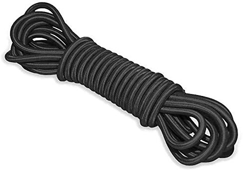 Black Bungee Cord - 10 m / 32 ft of 10 mm Bungee Rope, Shock Cord, Bungee Strap, Elastic Rope, Tie Down - UV Resistant, Stretch at least 100%, Universal Use, Parallel Rubber Cores