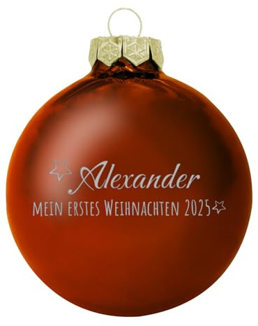 Weihnachtsbaumkugel Mein erstes Weihnachten aus Glas mit ihrem Wunschtext (glänzend) Kupfer