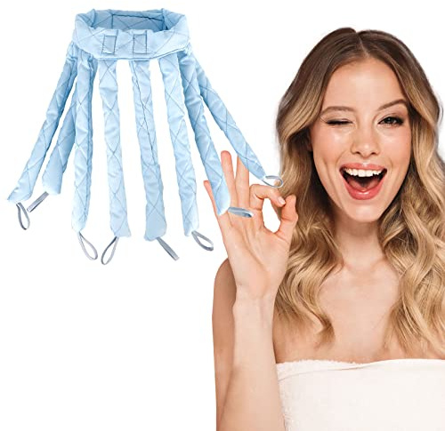 New Lockenwickler Locken Ohne Hitze, Heatless Curls Band Octopus Lockenwickler große Locken, Lockenwickler über Nacht Hair Curler DIY Haarstyling Tools für langes mittleres Haar (Blau)