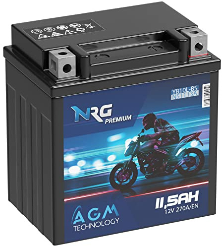 NRG YB10L-BS AGM Motorrad-Batterie 12V 11,5Ah YB10L-A2 51113 ersetzt 11Ah