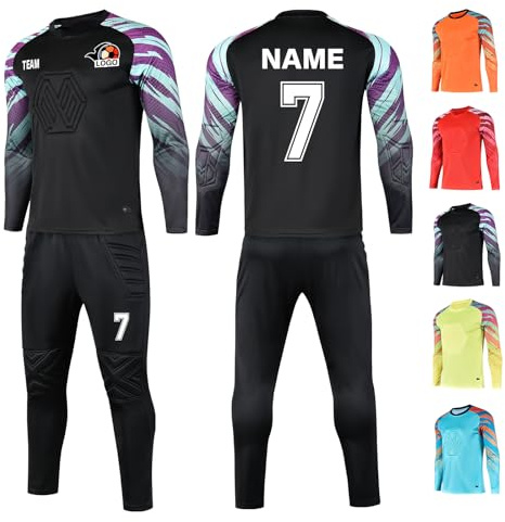 LAIFU Benutzerdefiniert Torwart Trikots für Erwachsene/Kinder Torwarttrikot Set mit Name Team Logo