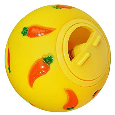 Fenteer Kaninchen Futterspender Spielzeug Bereicherung Spielzeug Snack Ball Pet Slow Feeder Chase Toys Futterspender für Kätzchen Kaninchen, Gelb