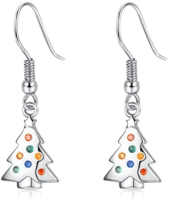 YADOCA 925 Sterling Silver Christmas Earrings for Women Girls High Polished Silver Dangle Drop Earring Snowflake Earring Christmas Tree Earrings Jewelry 2