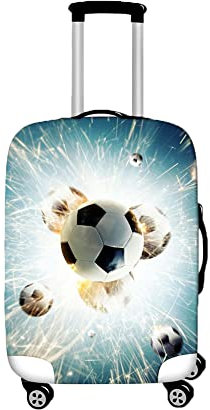 Elastisch Kofferhülle, DOTBUY-SHOP 3D Reise Kofferschutzhülle Gepäck Cover Reisekoffer Hülle Schutz Bezug Schutzhülle Waschbare Reisetasche Kofferbezug (M (22-24 Zoll),Blitz-Fußball)