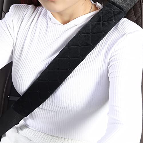 SONAICHTE Seat Belt Cover Pad Car Accessories Car Seat Belt Pads Seatbelt Cushion Seatbelt Covers seat Belt Cover pad for Adults (2 Pack Black 15.5in)