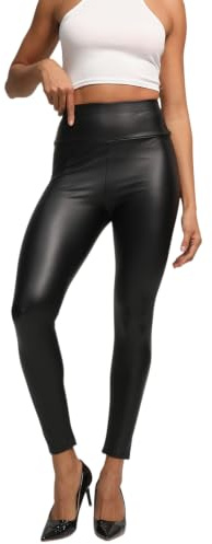 Getervb Leggings Push Up Mujer Cuero Sexy Pantalones Piel Sintética Tiro Alto Elásticos Medias de Cuero de Imitación Pantalones de PU Casual