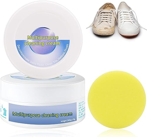 Fengyang Multi-Purpose Cleaning Cream, Shoe & Surface Stain Remover, White Shoe Cleaner with Sponge, No Washing Required (260g)