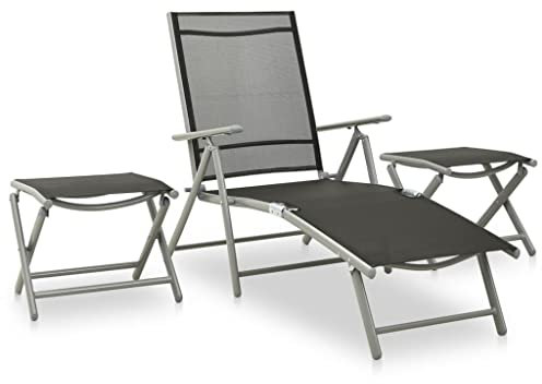 TEKEET Gartenmöbel-3-teiliges Gartenmöbel-Set Textilene und Aluminium Silber-Möbel