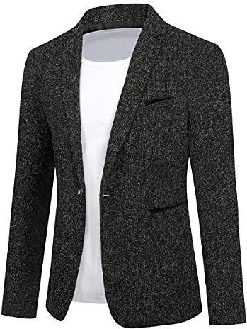 Allthemen Herrkavaj elegant kostymjacka slim fit sportjacka, #5518 Svart, S