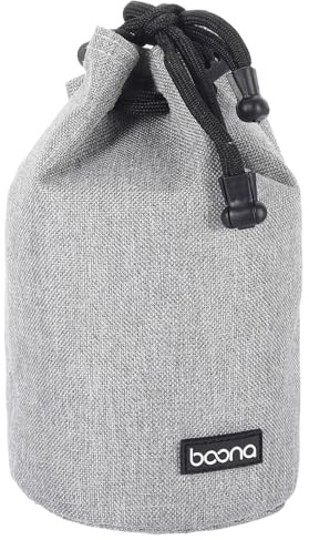 PATIKIL Weiche Zugband-Objektivtasche, Objektivbeutel mit Baumwollpolsterung, 3,9 OD Dickes Fleece-Stoff-Kameratasche für SLR-Objektive, Grau