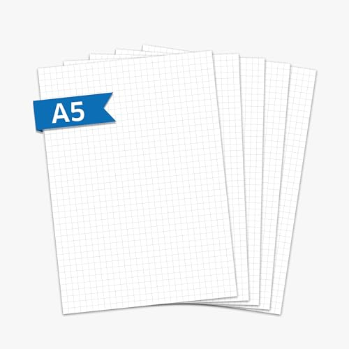 Primus Print Notizblöcke - 5er Set - A5 kariert - 80g Papier - Schreibblock, im Set erhältlich (5, kariert)