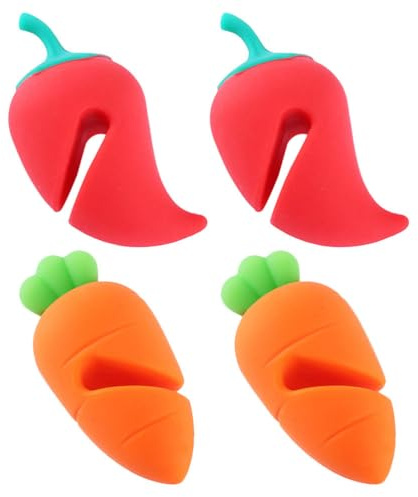 MAGICLULU Silikondeckel-Lifter 4 Stück Karotten- Und Chili-Form Topfdeckelhalter Topfdeckelheber Für Dampfabfuhr Und Überlaufstopper Beim Kochen Küchenzubehör