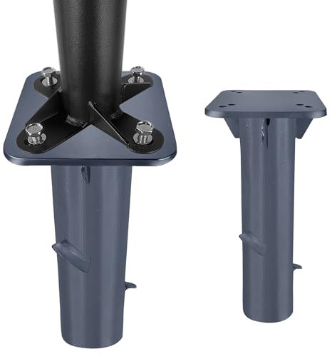 SUBTLETY Universal Bodenplatte für Sonnenschirm Garten Schirmständer Metall Sonnenschirmständer Bodenanker Erdspieße Bodenhülse für Kurbelschirm Ampelschirm (Dunkelgrau, 2 Stück)