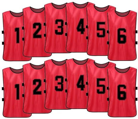 Zenithia Sätze mit 12 (#1-12) nummerierten Trainingswesten,Fußball-Pinnies,Scrimmage-Trainingswesten,Fußball-/Fußball-Lätzchen
