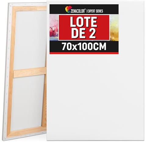 Zenacolor - Leinwand zum Bemalen Groß 70x100 cm - Canvas Set 2 teilig | Weiße Künstler-Leinwände auf Keilrahmen · 100 % säurefreie Baumwolle · ideal für Acryl, Öl, Gouache und Aquarell