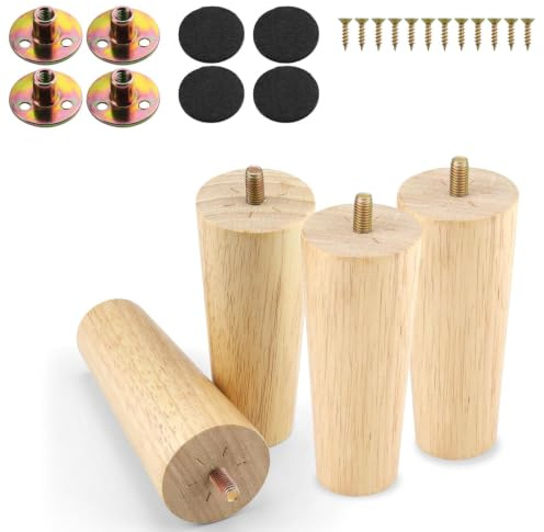 KINHARD Möbelfüße Holz Eiche 12cm – Tischbeine Holz für Sofa, Bett und Schrank