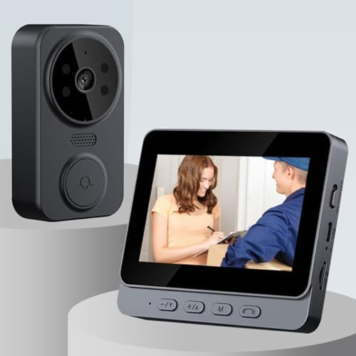 Sxhlseller Video Türklingel, Kabellose Bluetooth Türklingelkamera, 4,3 Zoll Display, 2 Audio Gegensprechanlage, 8 MP 1080P HD Nachtsicht, 170 ° Weitwinkel, Intelligente Türspion