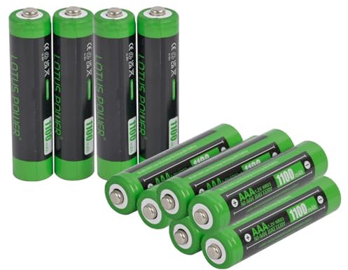 LOTUS POWER 10 pezzi Batterie ricaricabili Ni-MH AAA, portatili e riciclabili 1100 mAh Batterie AAA 1,2 V AAA (dieci batterie)