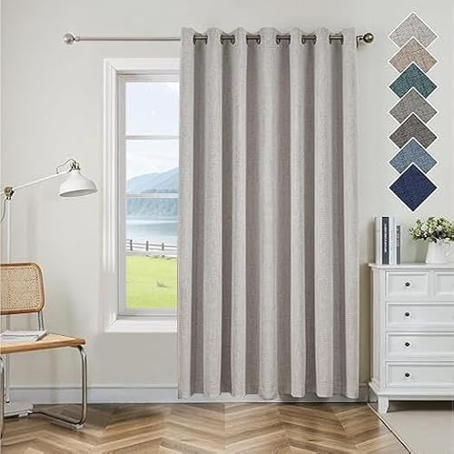 CUCRAF Fashion Full Blackout Curtain Top Ring Thermal Insulated Linen Look Blackout Curtains Summer Sun Blocking Window Curtain for Living Room